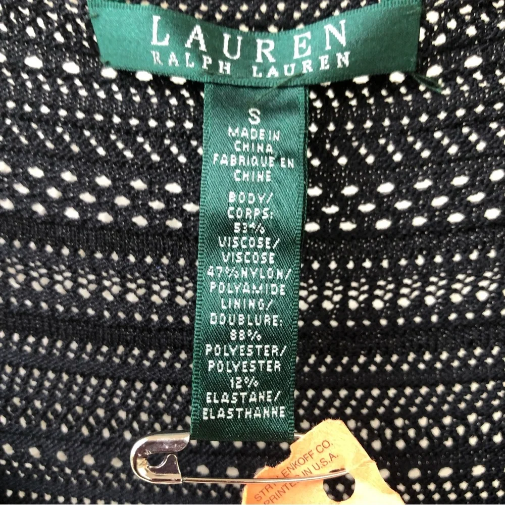 Lauren Ralph Lauren Midi Dress Black Knit Eyelet Stretch